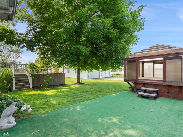 2601 N Everett St, Crawfordsville, IN 47933 - view of green lawn featuring a deck