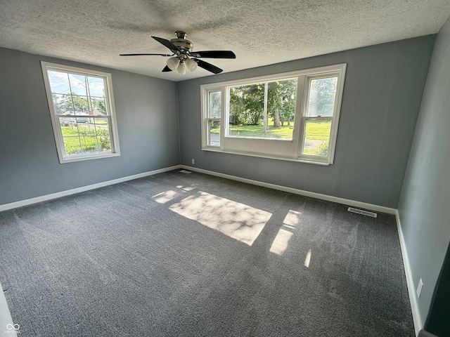 4833 Pennsylvania St, Clayton, IN 46118 - spare room with a textured ceiling, healthy amount of natural light, carpet, and a ceiling fan