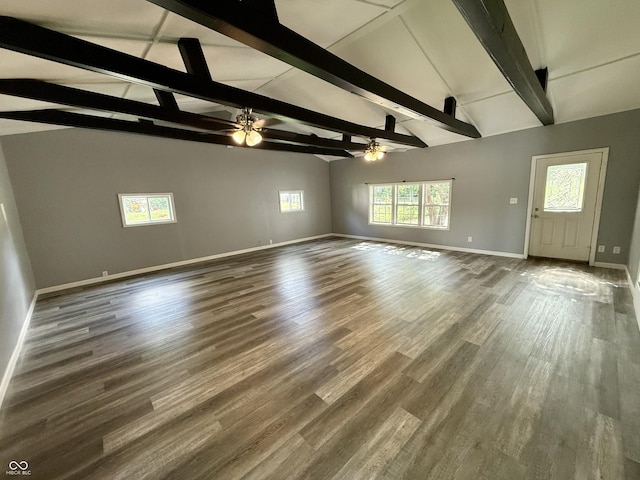 4833 Pennsylvania St, Clayton, IN 46118 - unfurnished living room with a ceiling fan, plenty of natural light, and wood finished floors