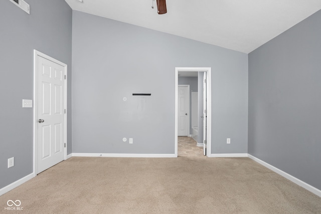 3827 Dusty Sands Rd, Whitestown, IN 46075 - unfurnished room featuring lofted ceiling, carpet flooring, and ceiling fan
