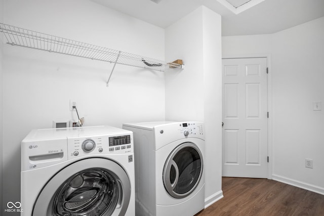 3827 Dusty Sands Rd, Whitestown, IN 46075 - laundry area featuring separate washer and dryer and wood finished floors