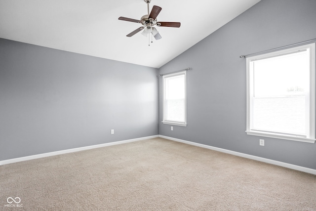 3827 Dusty Sands Rd, Whitestown, IN 46075 - carpeted empty room with vaulted ceiling and ceiling fan