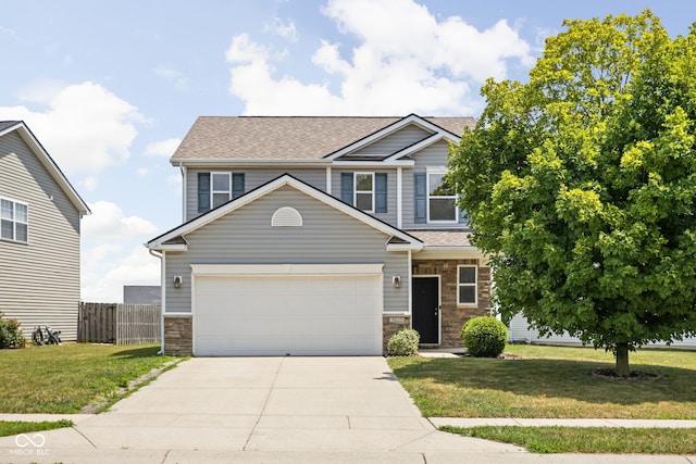 3827 Dusty Sands Rd, Whitestown, IN 46075 - view of front of house with driveway, a shingled roof, and stone siding