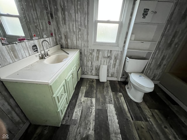 3074 N 625 E, Franklin, IN 46131 - bathroom with wood finished floors, vanity, and wooden walls