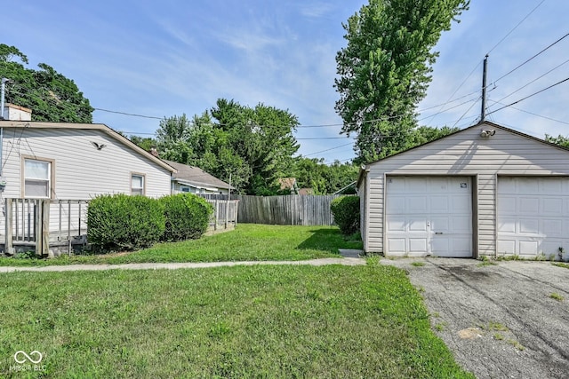 1701 N Gladstone Ave, Indianapolis, IN 46218 - view of yard featuring an outdoor structure and a garage