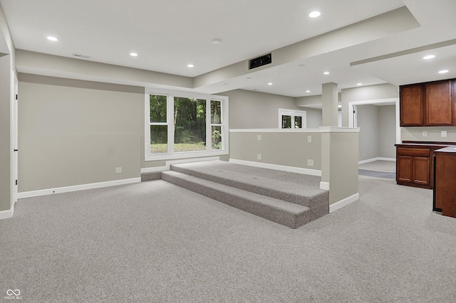 7131 Nile Ridge Ct, Indianapolis, IN 46236 - unfurnished living room with light carpet and recessed lighting