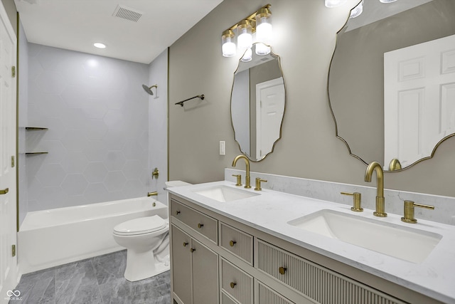 7131 Nile Ridge Ct, Indianapolis, IN 46236 - full bathroom with double vanity and shower / tub combination