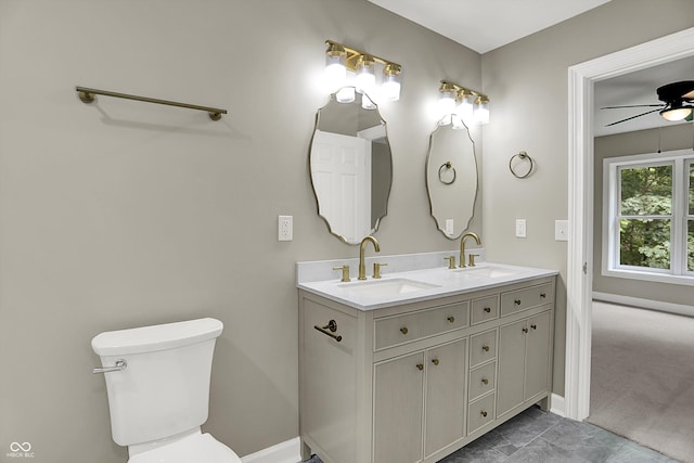 7131 Nile Ridge Ct, Indianapolis, IN 46236 - bathroom with double vanity and a ceiling fan