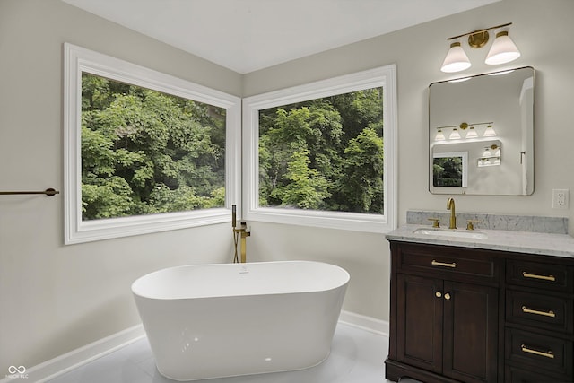 7131 Nile Ridge Ct, Indianapolis, IN 46236 - bathroom with a freestanding bath and vanity