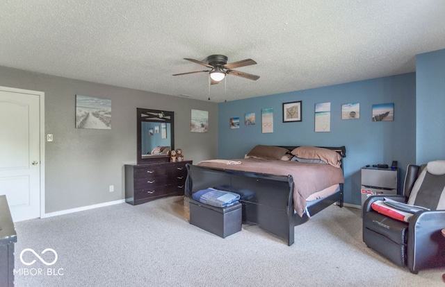 8703 Mellot Way, Camby, IN 46113 - bedroom featuring carpet, a textured ceiling, and a ceiling fan