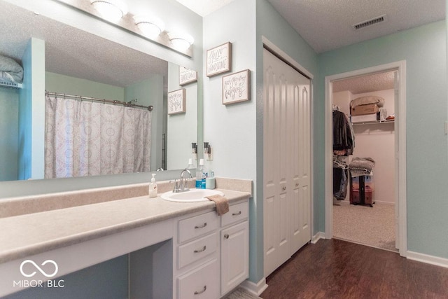 8703 Mellot Way, Camby, IN 46113 - full bath with vanity, wood finished floors, a textured ceiling, and a spacious closet