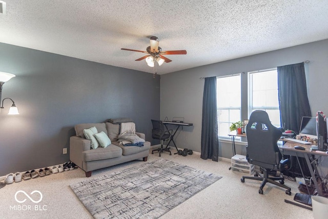 8703 Mellot Way, Camby, IN 46113 - carpeted office space with ceiling fan and a textured ceiling