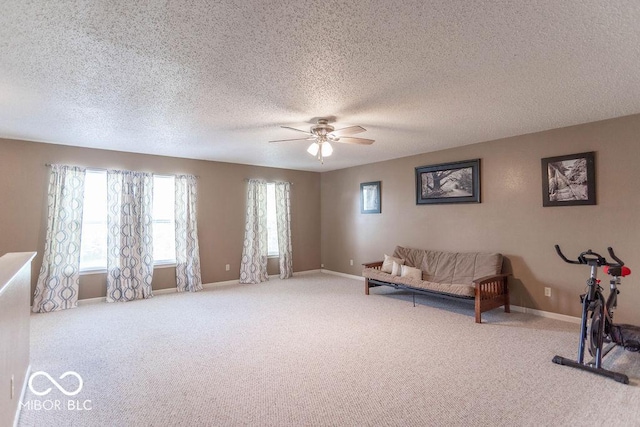 8703 Mellot Way, Camby, IN 46113 - living area with ceiling fan, carpet, and a textured ceiling