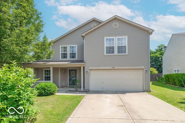 8703 Mellot Way, Camby, IN 46113 - traditional home with an attached garage, concrete driveway, and a porch