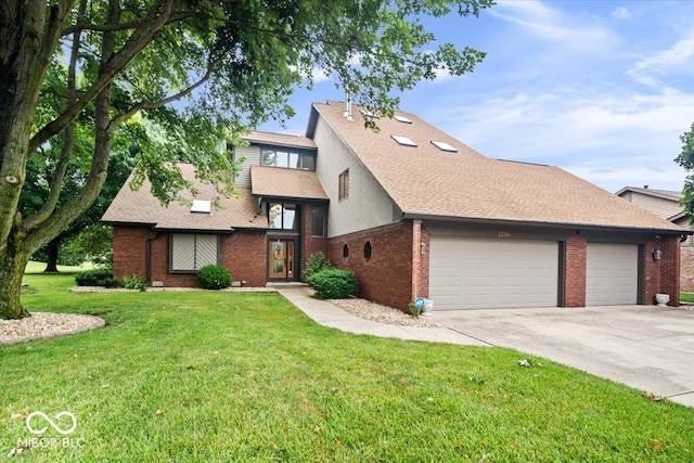 5298 Royal Troon Way, Avon, IN 46123 - view of front facade with a garage, brick siding, driveway, and a front yard