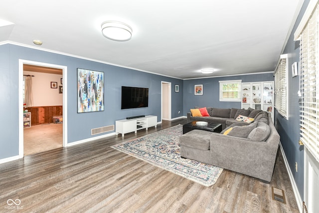 7014 Creekside Ln, Indianapolis, IN 46220 - living area featuring wood finished floors and crown molding
