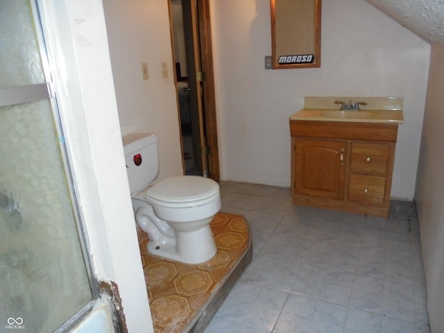 219 S Main St, Modoc, IN 47358 - bathroom featuring vanity, a shower with door, and tile patterned floors