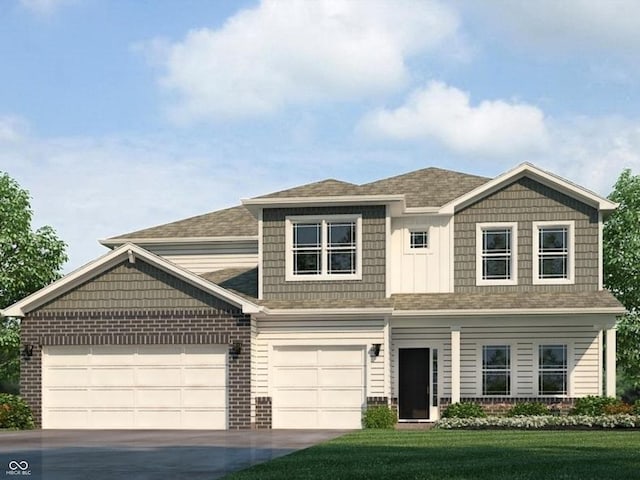 2318 Oakmont Dr, Plainfield, IN 46168 - view of front of home featuring a front lawn, driveway, a shingled roof, and brick siding