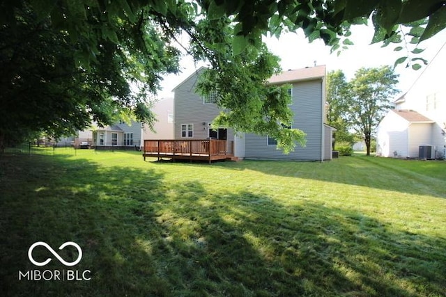 11275 Catalina Dr, Fishers, IN 46038 - view of grassy yard featuring a wooden deck