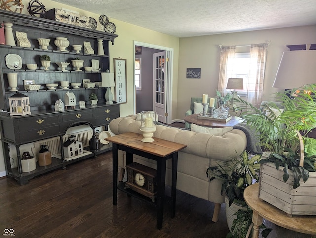 3236 Spruce St, Columbus, IN 47203 - living room featuring wood-type flooring and a textured ceiling