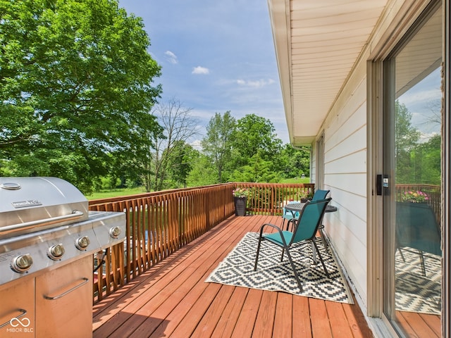 5282 W 900 N, Frankton, IN 46044 - wooden deck featuring area for grilling and view of wooded area