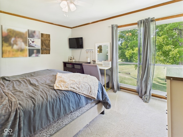 5282 W 900 N, Frankton, IN 46044 - bedroom with carpet flooring, ornamental molding, and a ceiling fan