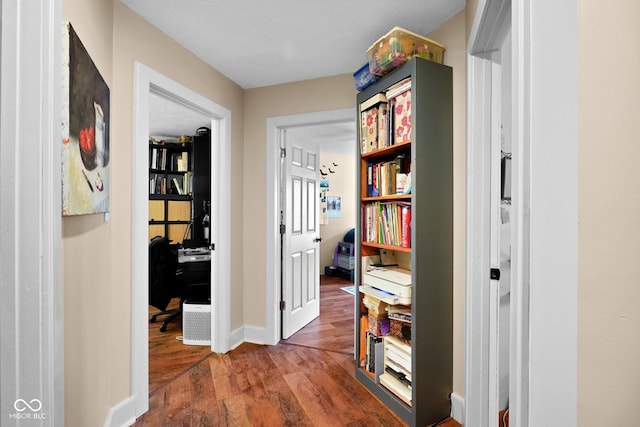 9970 N Brown Ln, Gosport, IN 47433 - hallway featuring an office area and wood finished floors