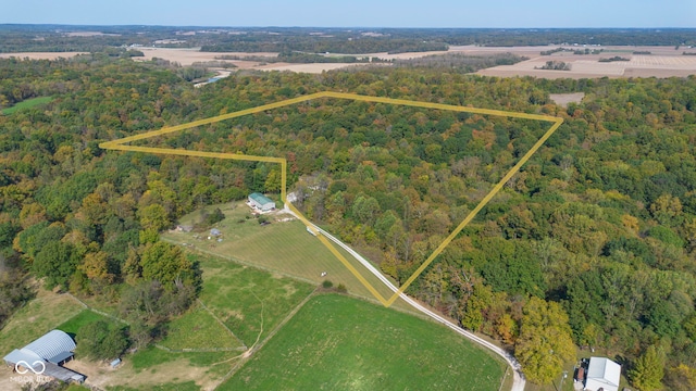 9970 N Brown Ln, Gosport, IN 47433 - aerial view of property's location with a heavily wooded area and property boundaries highlighted