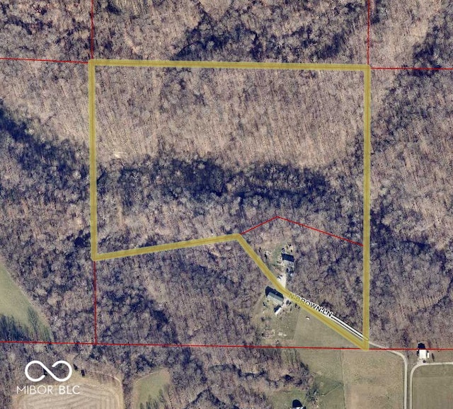 9970 N Brown Ln, Gosport, IN 47433 - aerial map of property and surrounding area with property boundaries highlighted