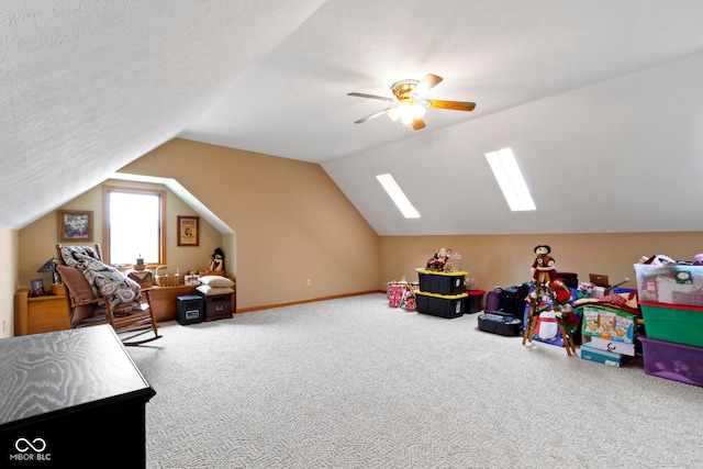 1530 Danaher St, Indianapolis, IN 46217 - playroom with carpet, lofted ceiling, and ceiling fan