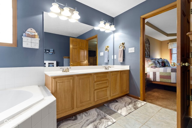 1530 Danaher St, Indianapolis, IN 46217 - full bath featuring ensuite bath, tile patterned floors, double vanity, and a bath