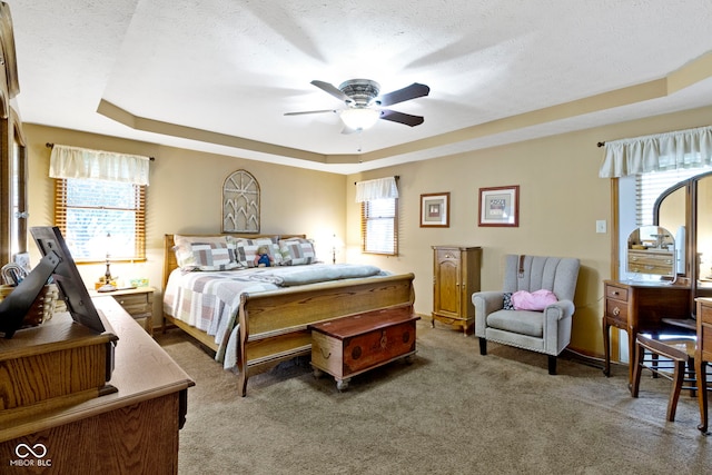 1530 Danaher St, Indianapolis, IN 46217 - bedroom featuring a tray ceiling, carpet flooring, and a ceiling fan
