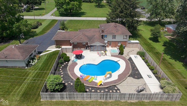 3191 W 246th St, Sheridan, IN 46069 - view from above of property featuring a pool