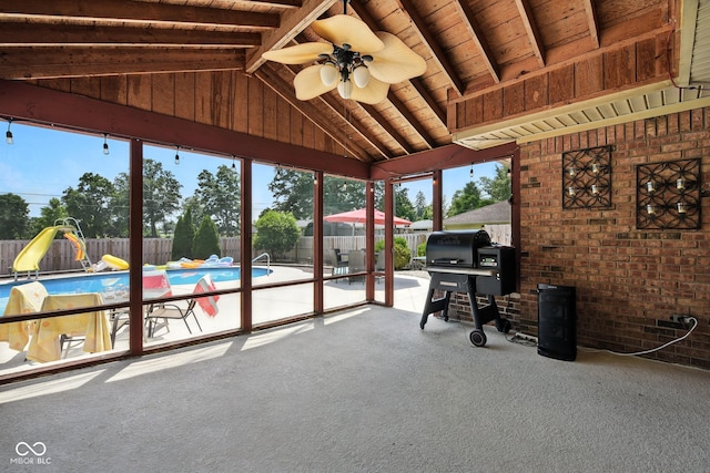 3191 W 246th St, Sheridan, IN 46069 - unfurnished sunroom featuring ceiling fan