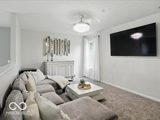 8508 Aviva Ln, Indianapolis, IN 46237 - carpeted living room with baseboards and radiator heating unit