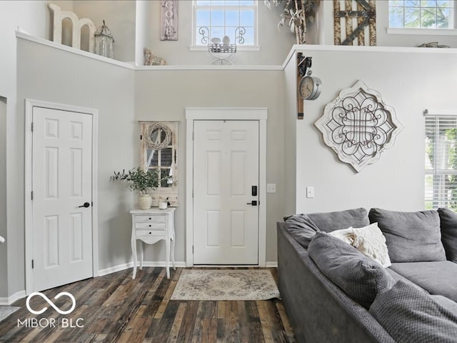 8508 Aviva Ln, Indianapolis, IN 46237 - foyer entrance featuring dark wood-style flooring and a high ceiling