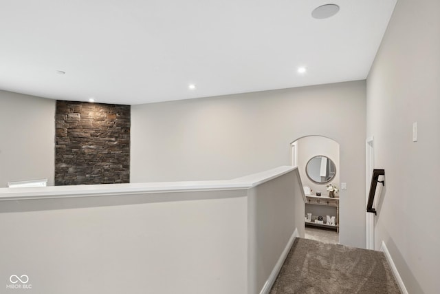 6330 Teakwood Way, Mccordsville, IN 46055 - hall featuring carpet floors, recessed lighting, and an upstairs landing