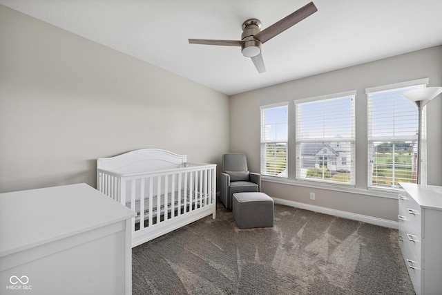 6330 Teakwood Way, Mccordsville, IN 46055 - bedroom featuring carpet, ceiling fan, and a crib