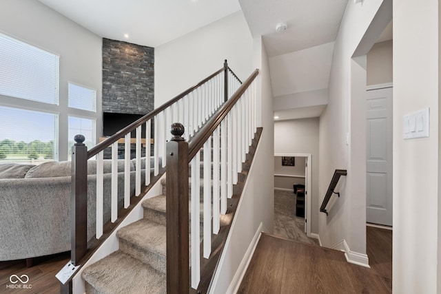 6330 Teakwood Way, Mccordsville, IN 46055 - stairway with wood finished floors and recessed lighting