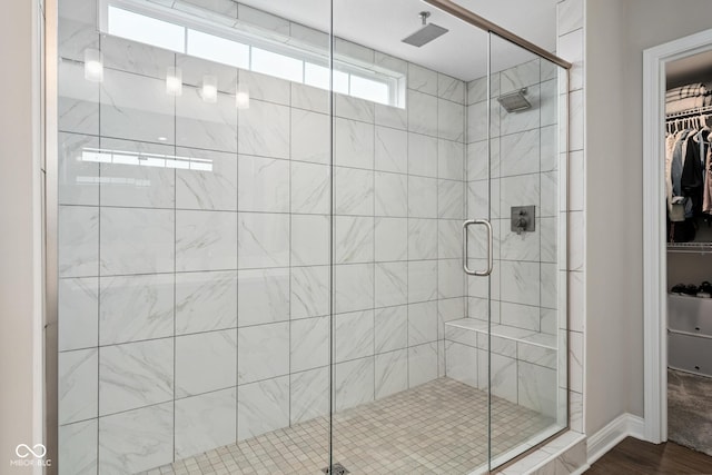 6330 Teakwood Way, Mccordsville, IN 46055 - bathroom featuring a walk in closet and a shower stall