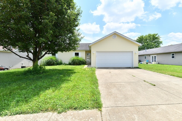 915 E Drybread Ln, Nineveh, IN 46164 - ranch-style home featuring a garage, a front lawn, and concrete driveway