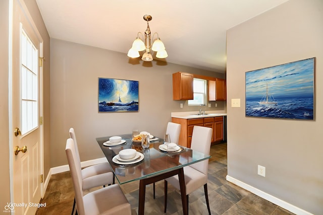 915 E Drybread Ln, Nineveh, IN 46164 - dining room with a chandelier and stone finish flooring