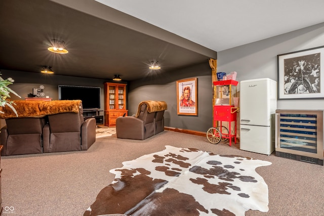 3075 Hurricane Rd, Franklin, IN 46131 - living area featuring beverage cooler and carpet flooring