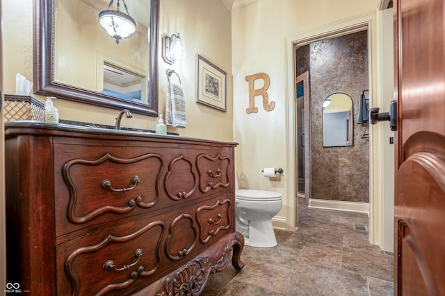 3075 Hurricane Rd, Franklin, IN 46131 - full bathroom with crown molding, vanity, and an enclosed shower