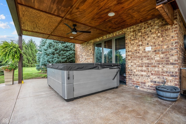 3075 Hurricane Rd, Franklin, IN 46131 - view of patio / terrace with a hot tub and ceiling fan
