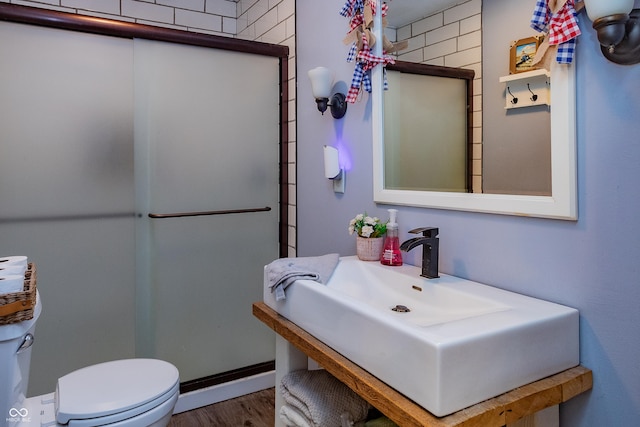 4729 W 100 N, Wolcott, IN 47995 - bathroom featuring a stall shower and wood finished floors