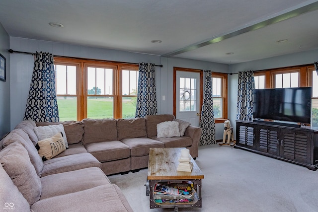 4729 W 100 N, Wolcott, IN 47995 - living room with light colored carpet, plenty of natural light, and recessed lighting
