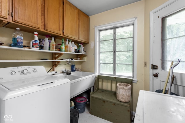 5519 N County Rd 550 E, Pittsboro, IN 46167 - washroom featuring washer / dryer, cabinet space, and plenty of natural light