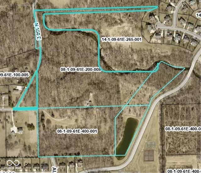 5519 N County Rd 550 E, Pittsboro, IN 46167 - aerial map of property and surrounding area featuring property boundaries highlighted