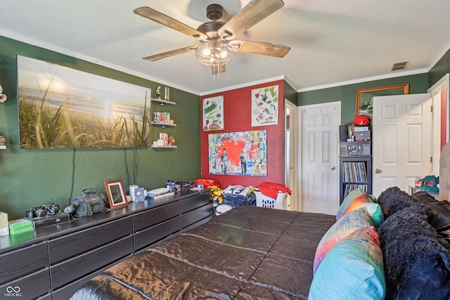 2426 Borgman Ct, Indianapolis, IN 46229 - bedroom featuring ornamental molding and a ceiling fan